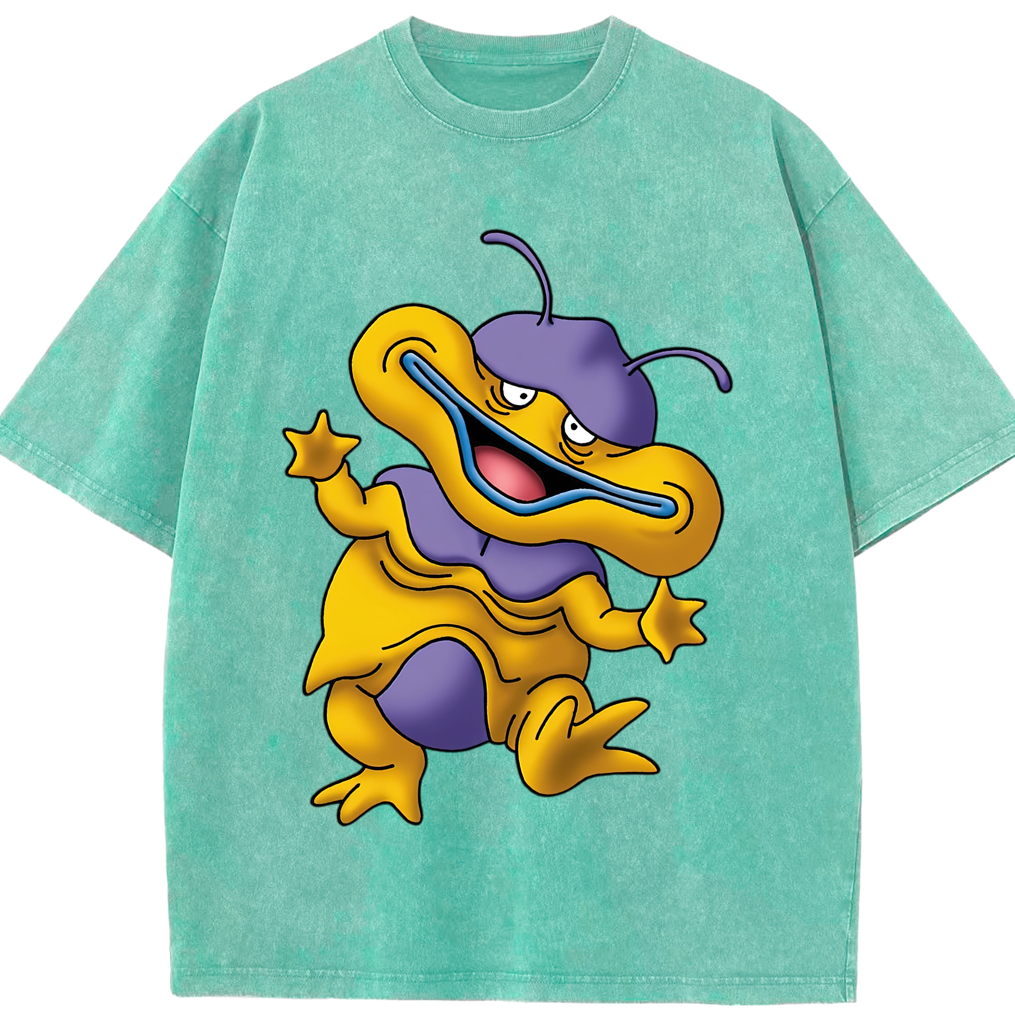 （画像用） ドラゴンクエスト Doragon Kuesuto Dragon Quest 綿100% ヴィンテージ風 半袖Tシャツ（フロントプリント）